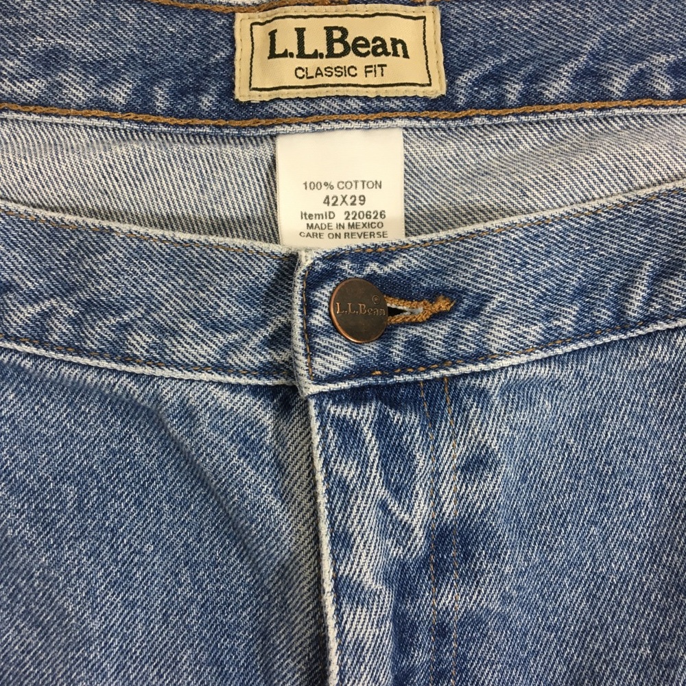 LL Bean Mens Blue Denim Jeans Relaxed Fit 42 X 29